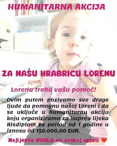 Humanitarna akcija &quot; Za našu hrabricu Lorenu &quot;